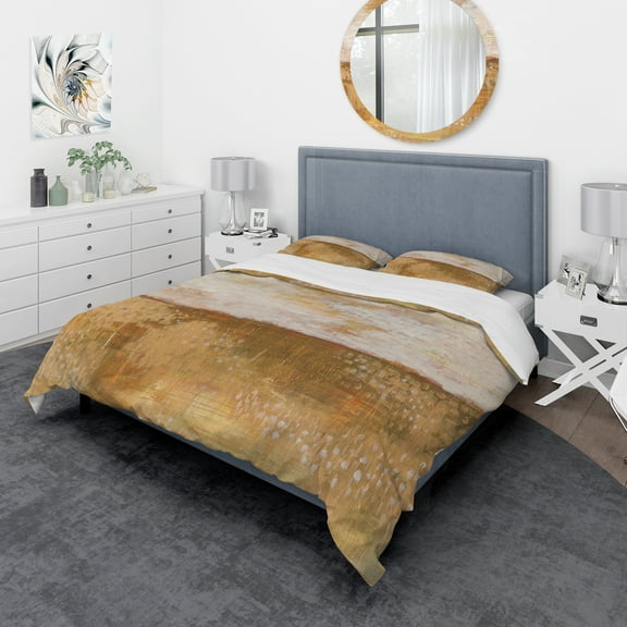 Designart 'Amber Modern Horizon' Geometric Duvet Cover Set