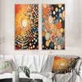 thumbnail image 1 of Designart "Amber Tinged Circular Dot Aboriginal Art I" Transitional Framed Wall Art Set Of 2 - Abstract Yellow Frame Gallery Set For Office Decor, 1 of 6