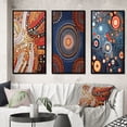 thumbnail image 1 of Designart "Amber Tinged Circular Dot Aboriginal Art IV" Transitional Framed Wall Art Set Of 3 - Red Abstract Transitional Frame Gallery Set For Office Decor, 1 of 6