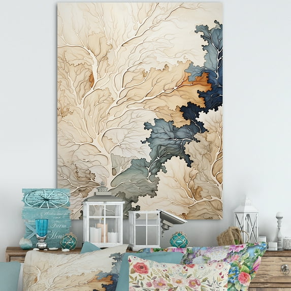 Designart "American Basswood Tree In Blue And Beige" Tree Amercian Basswood Wall Art Living Room