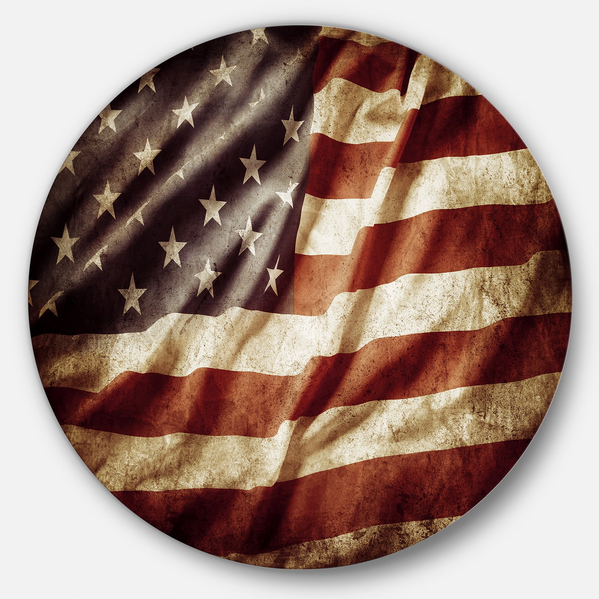 American Flag Circle Metal Wall Art Print, 23" x 23"