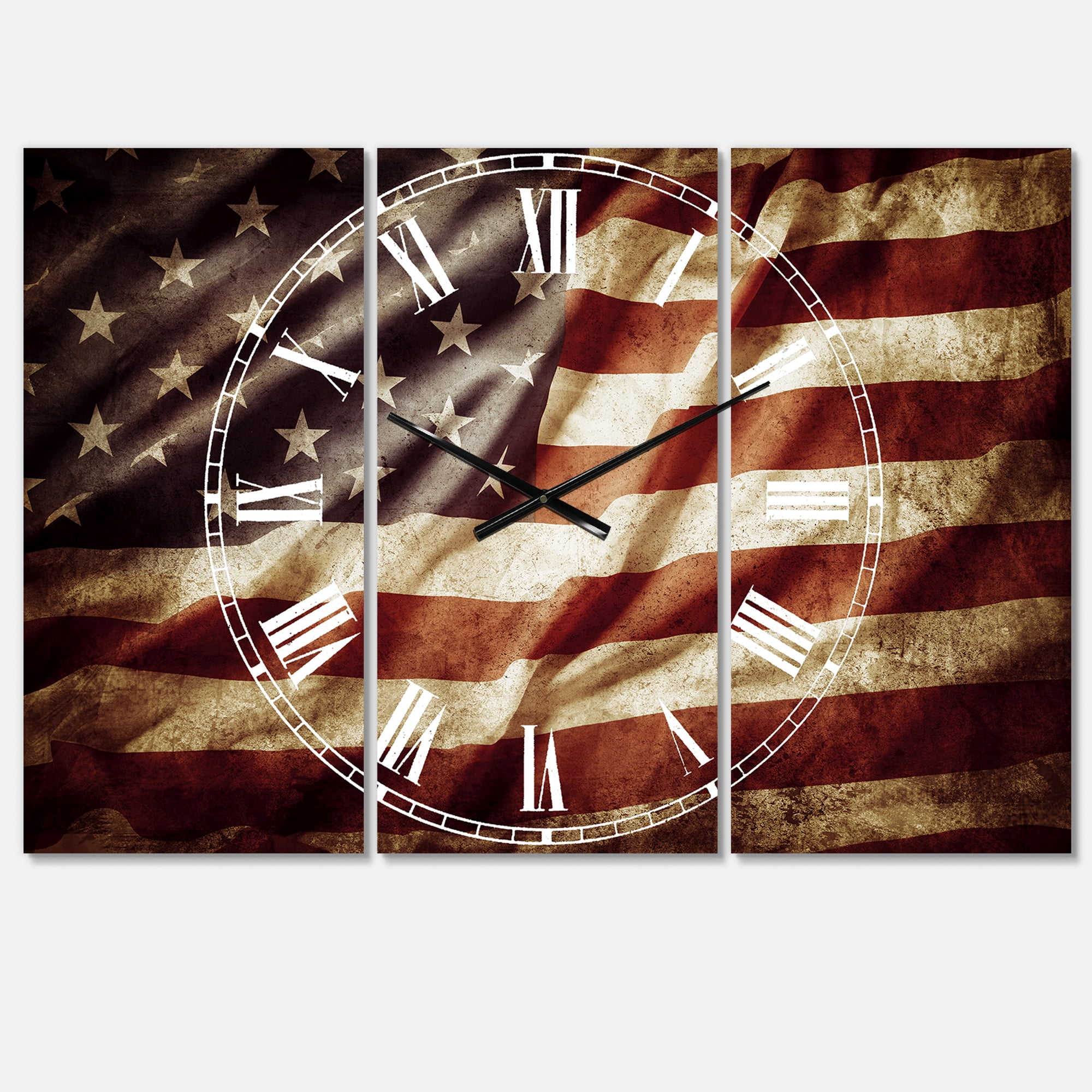 Oversized American Flag Aluminum Wall Clock with Glossy Finish