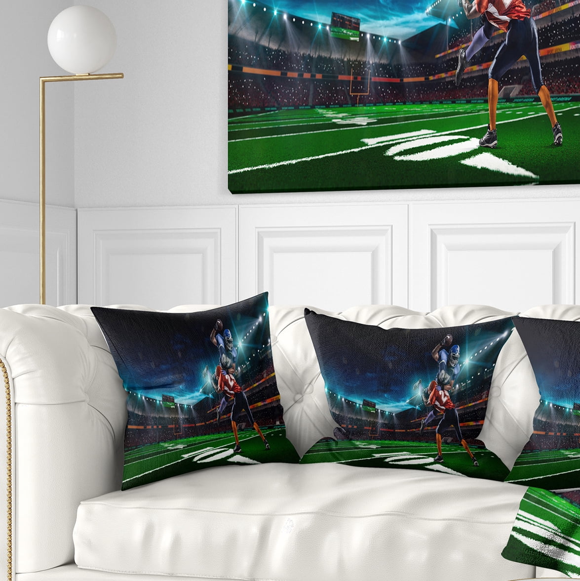 Designart American Football Player - Sport Throw Pillow - 18x18