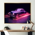 thumbnail image 1 of Designart "American Muscle Car In Neon Brilliance" Cars American Muscle Floater Framed Wall Art Living Room, 1 of 5