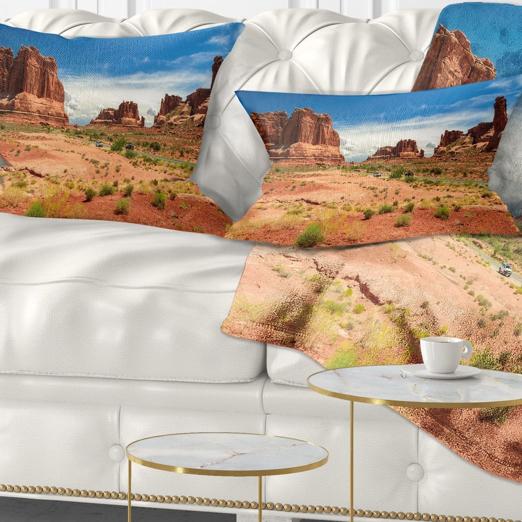 Designart American Road in Arches National Park - Landscape Printed Throw Pillow - 12x20