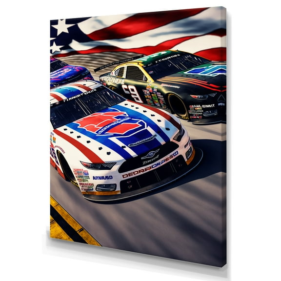 Designart American Stock Car Racing II Canvas Wall Art