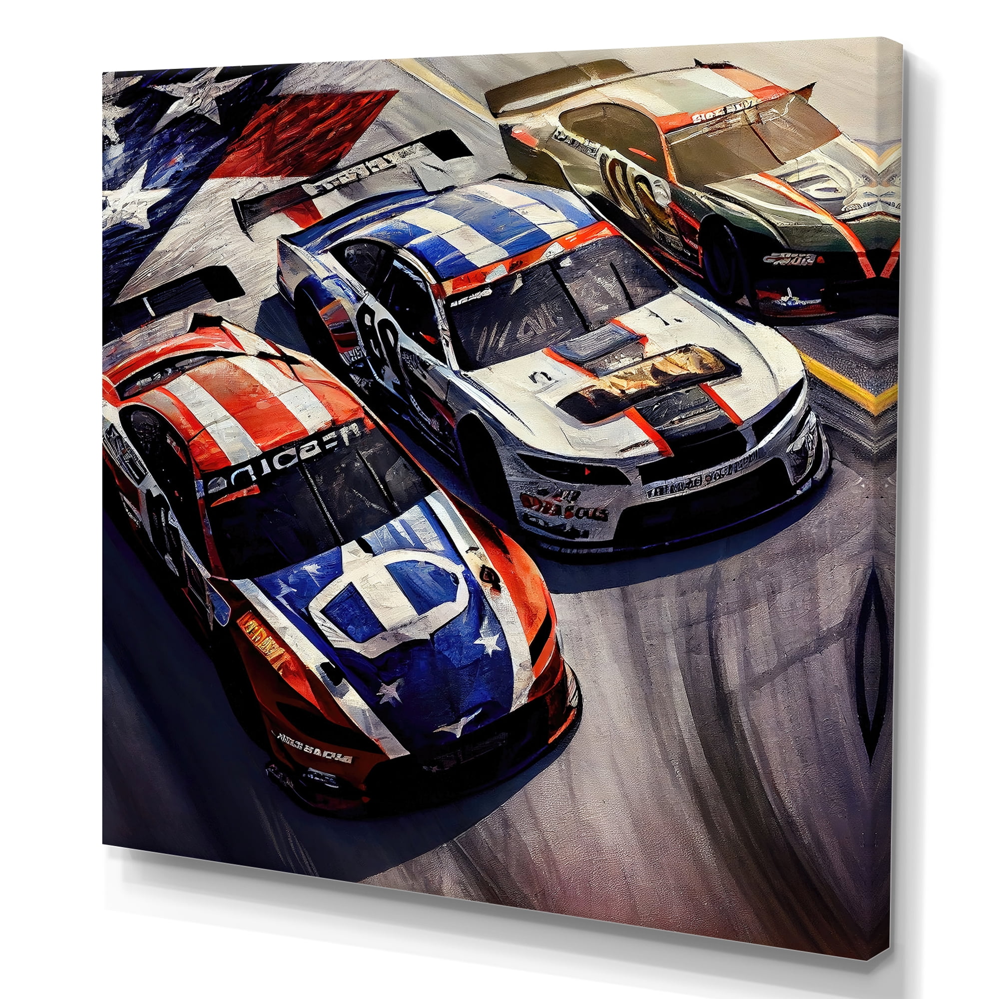 Designart American Stock Car Racing IV Canvas Wall Art
