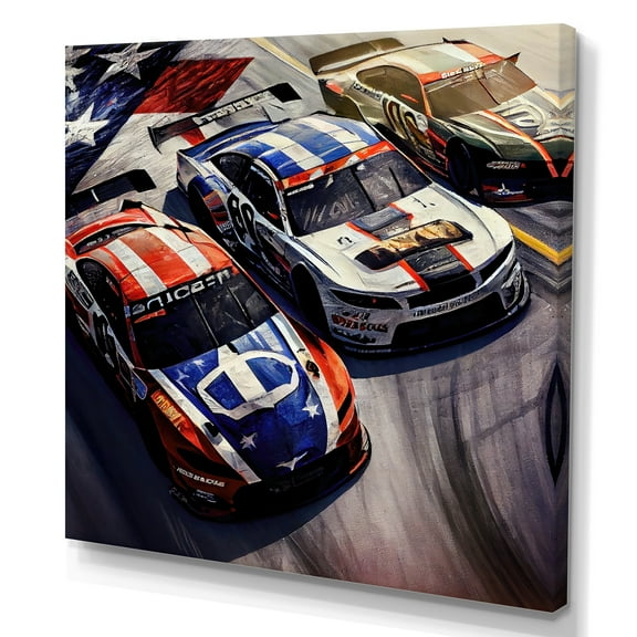 Designart American Stock Car Racing IV Canvas Wall Art
