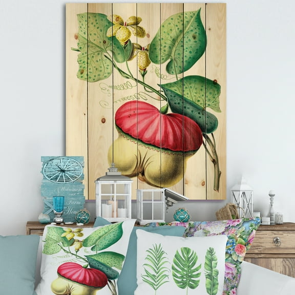 Designart 'American Vintage Flowers I' Traditional Print on Natural Pine Wood