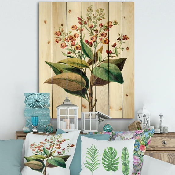 Designart 'American Vintage Flowers II' Traditional Print on Natural Pine Wood