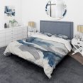 thumbnail image 1 of Designart "Among Sapphire Blue Clouds I" Abstract Liquid Ink Bedding Covert Set - Modern Blue Abstract Bed Set With 2 Shams, 1 of 6