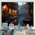 thumbnail image 1 of Designart "An Atmospheric Passage Along the Yellow Canal II" Canals Floater Framed Canvas Wall Art, 1 of 7
