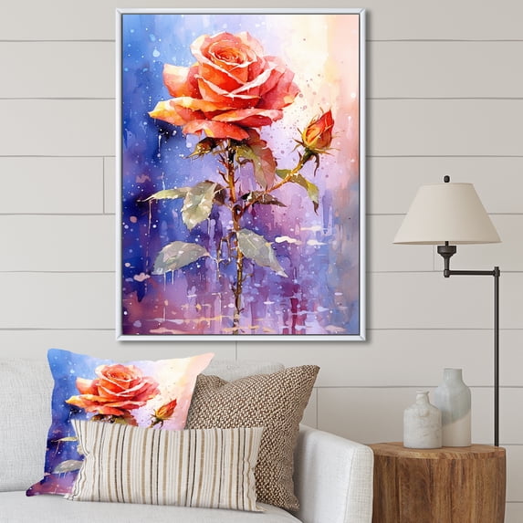 Designart "An Elegant Rose In A Fantasy Setting" Rose Floater Framed Canvas Art Print