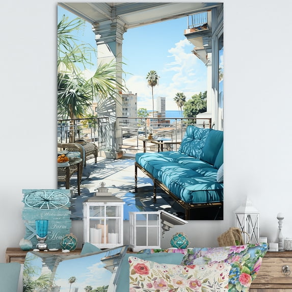 Designart "An Escape on a Miami Rooftop" Cityscapes Canvas Print