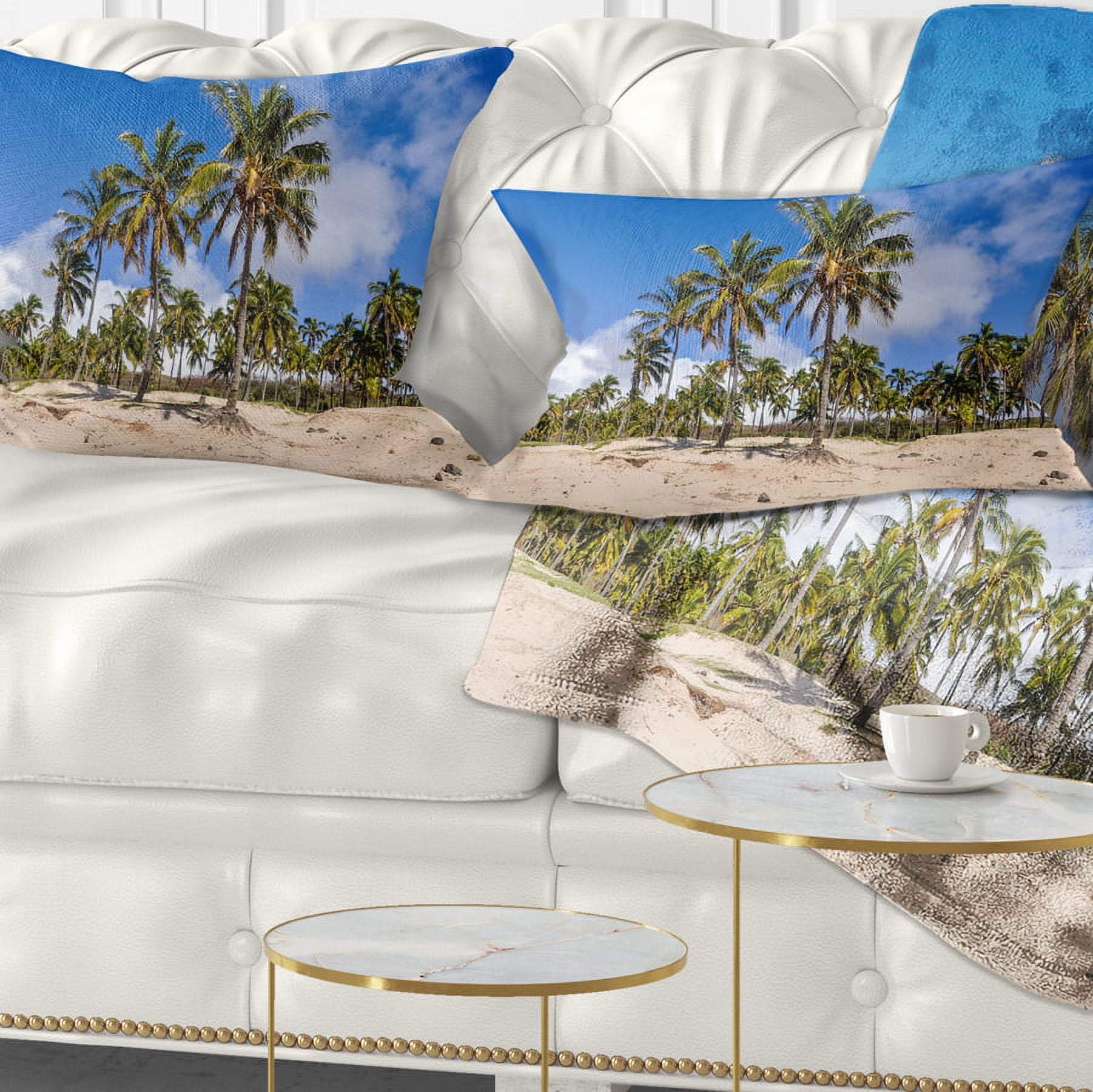 Designart Anakena Beach in Easter Island - Seascape Throw Pillow - 12x20