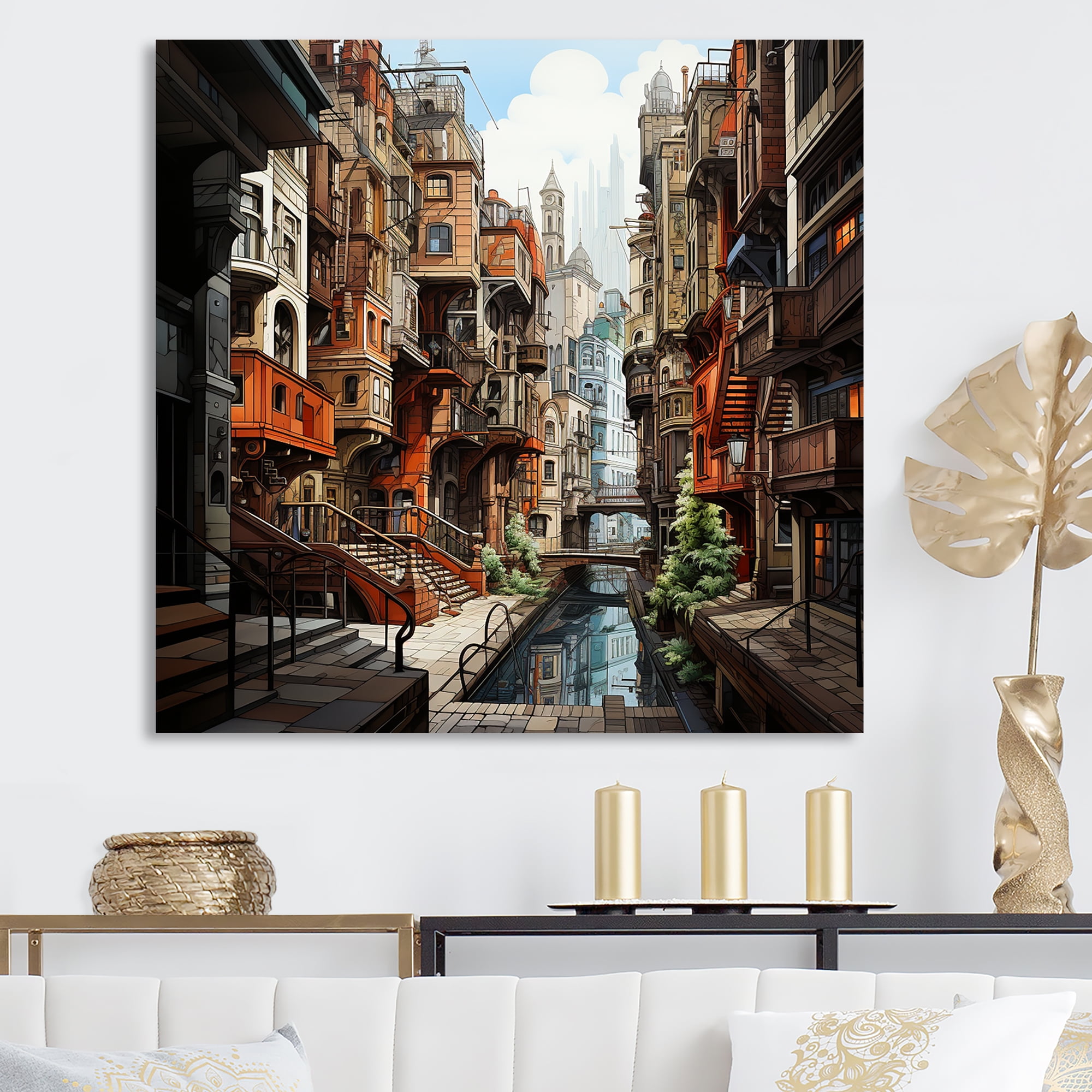 Designart "Analytic Cityscape Drawing I" City Buildings Wall Art Living Room - Walmart.com