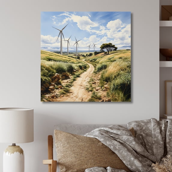 Designart "Analytic Drawing Depicting Wind Turbines I" Wind Turbines Wall Decor