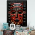 thumbnail image 1 of Designart "Ancestral Masks in Crimson III" People Framed Wall Art - Global Red African Mask Living Room Framed Canvas Art, 1 of 6