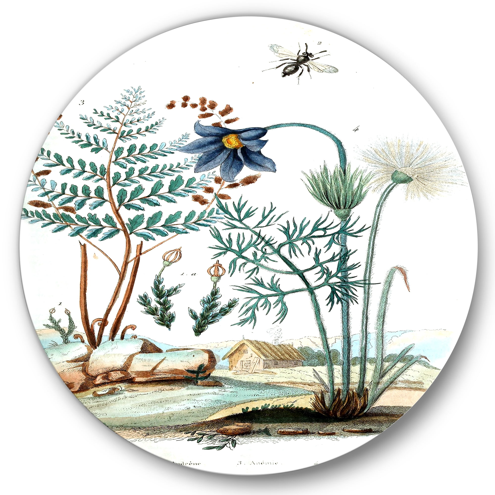 Designart 'Ancient Ancient Countryside Animals' Farmhouse Circle Metal Wall Art 29x29 - Disc of 29