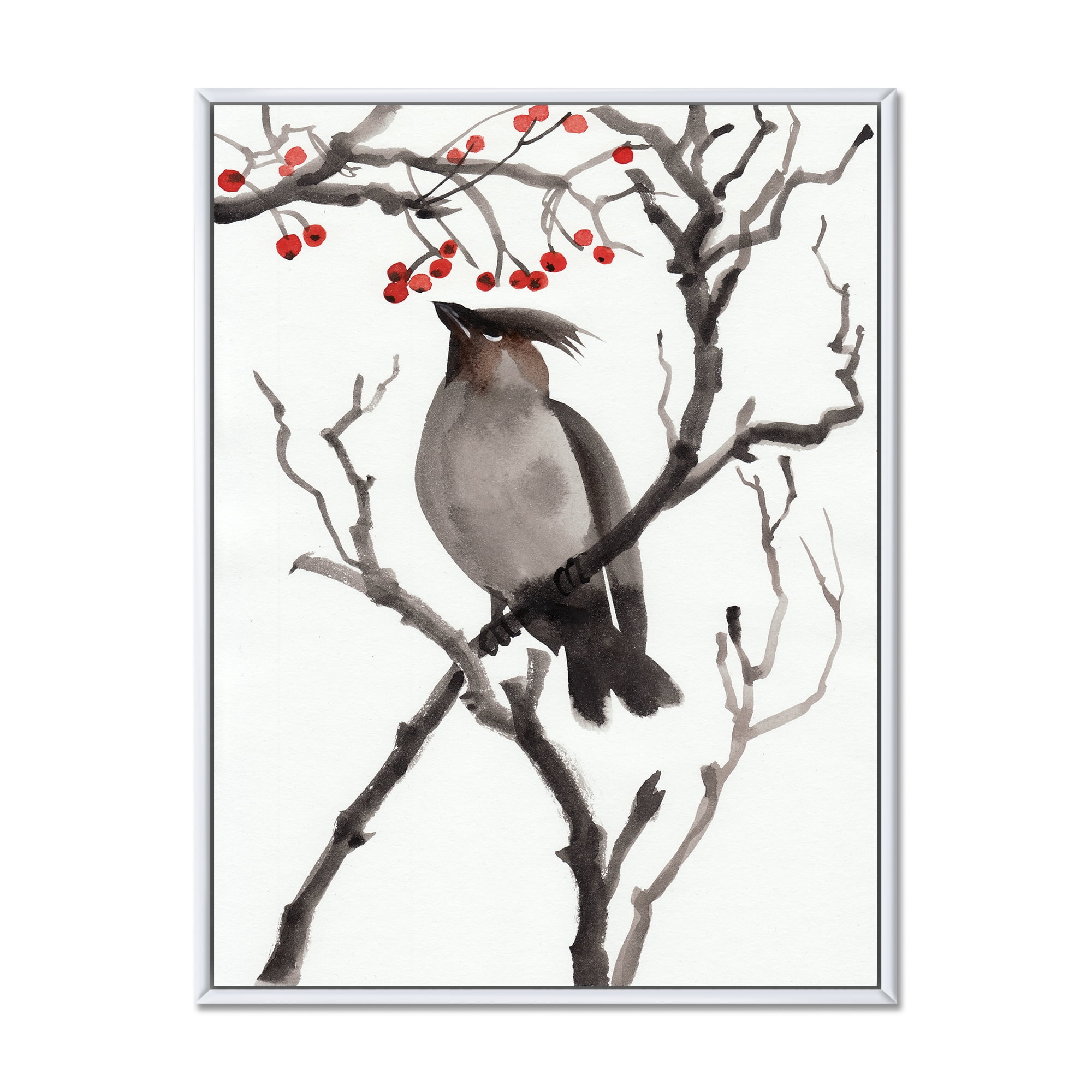 Designart 'Ancient Australian Bird Illustrations III' Traditional Framed Canvas Wall Art Print