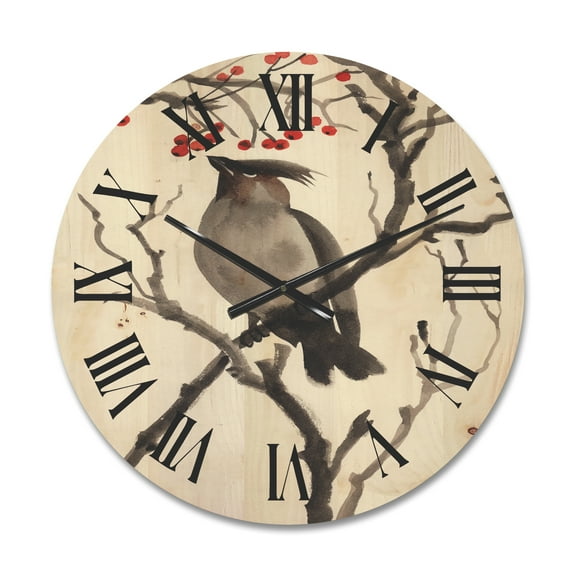 Designart 'Ancient Australian Bird Illustrations III' Traditional Wood Wall Clock
