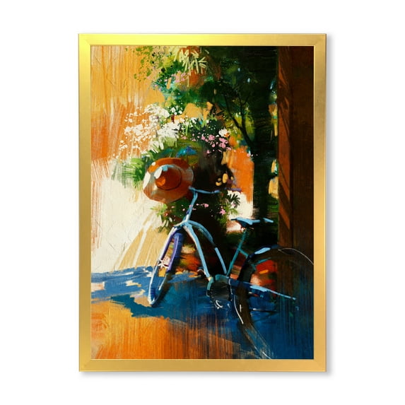 Designart 'Ancient Bicycle and Old Hat On Summer Day' Vintage Framed Art Print
