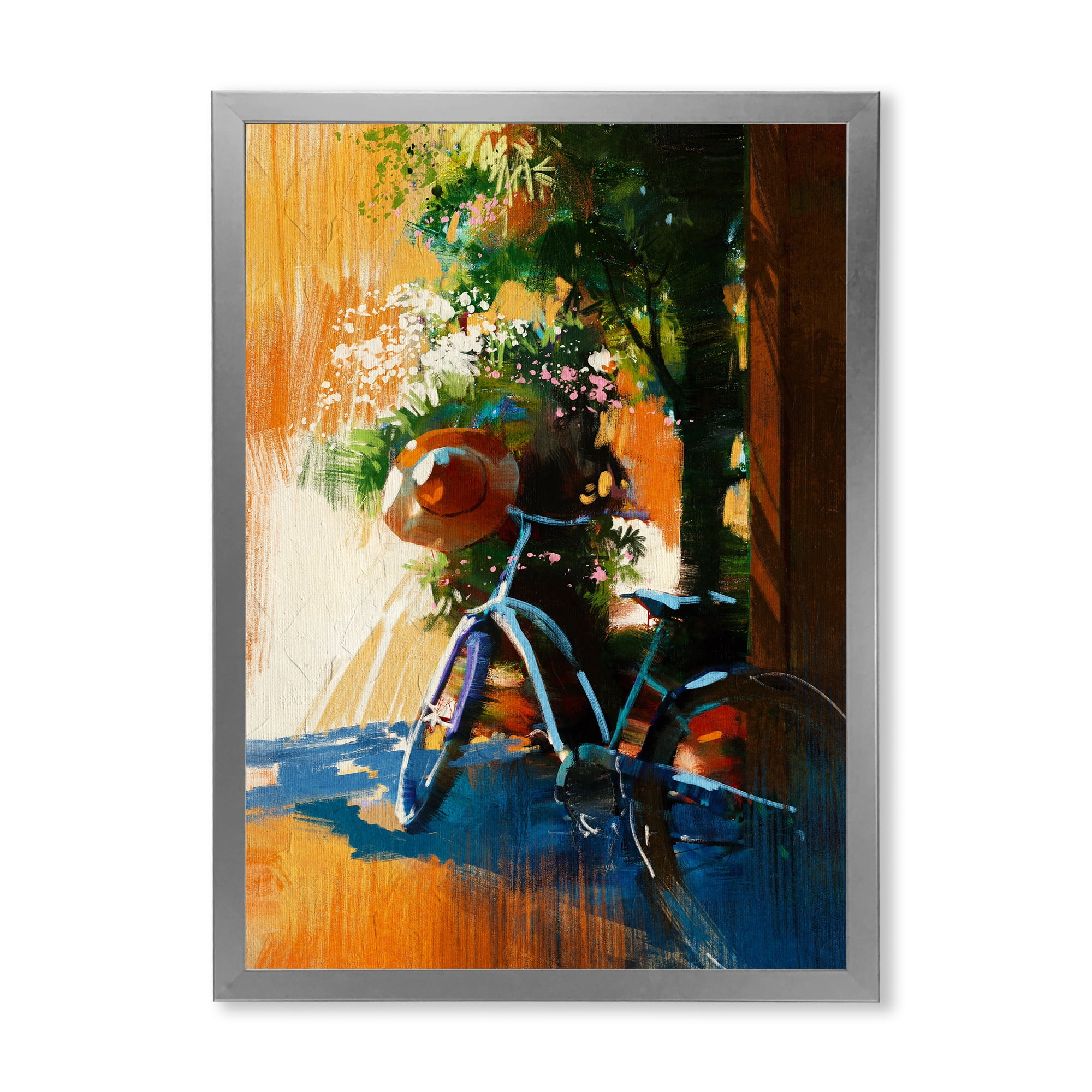 Designart 'Ancient Bicycle and Old Hat On Summer Day' Vintage Framed Art Print