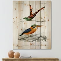Designart 'Ancient Bird I' Traditional Print on Natural Pine Wood