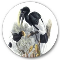 Designart 'Ancient Bird Illustration I' Traditional Circle Metal Wall Art 36x36 - Disc of 36