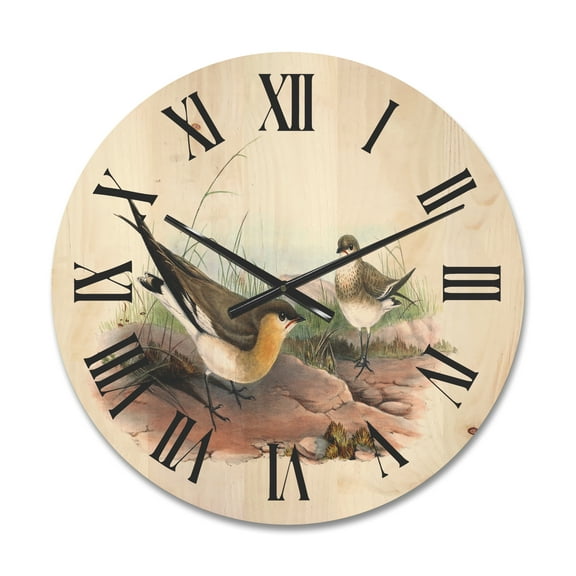 Designart 'Ancient Bird Illustration II' Farmhouse Wood Wall Clock