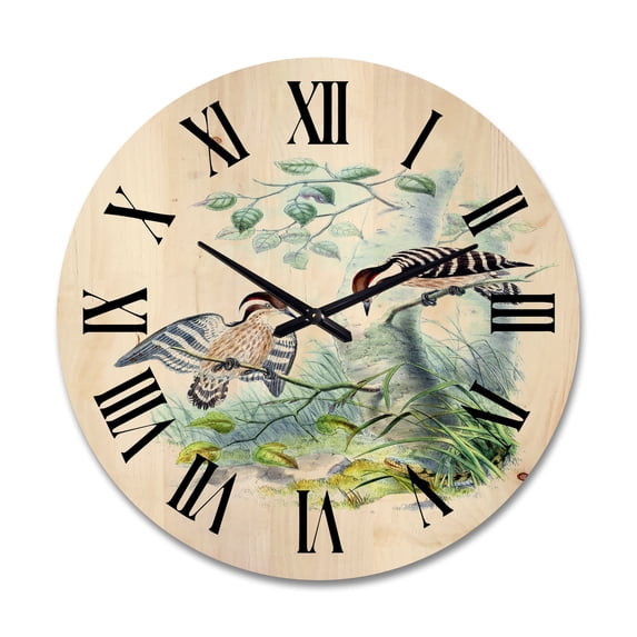 Designart 'Ancient Birds In The Wild I' Traditional Wood Wall Clock