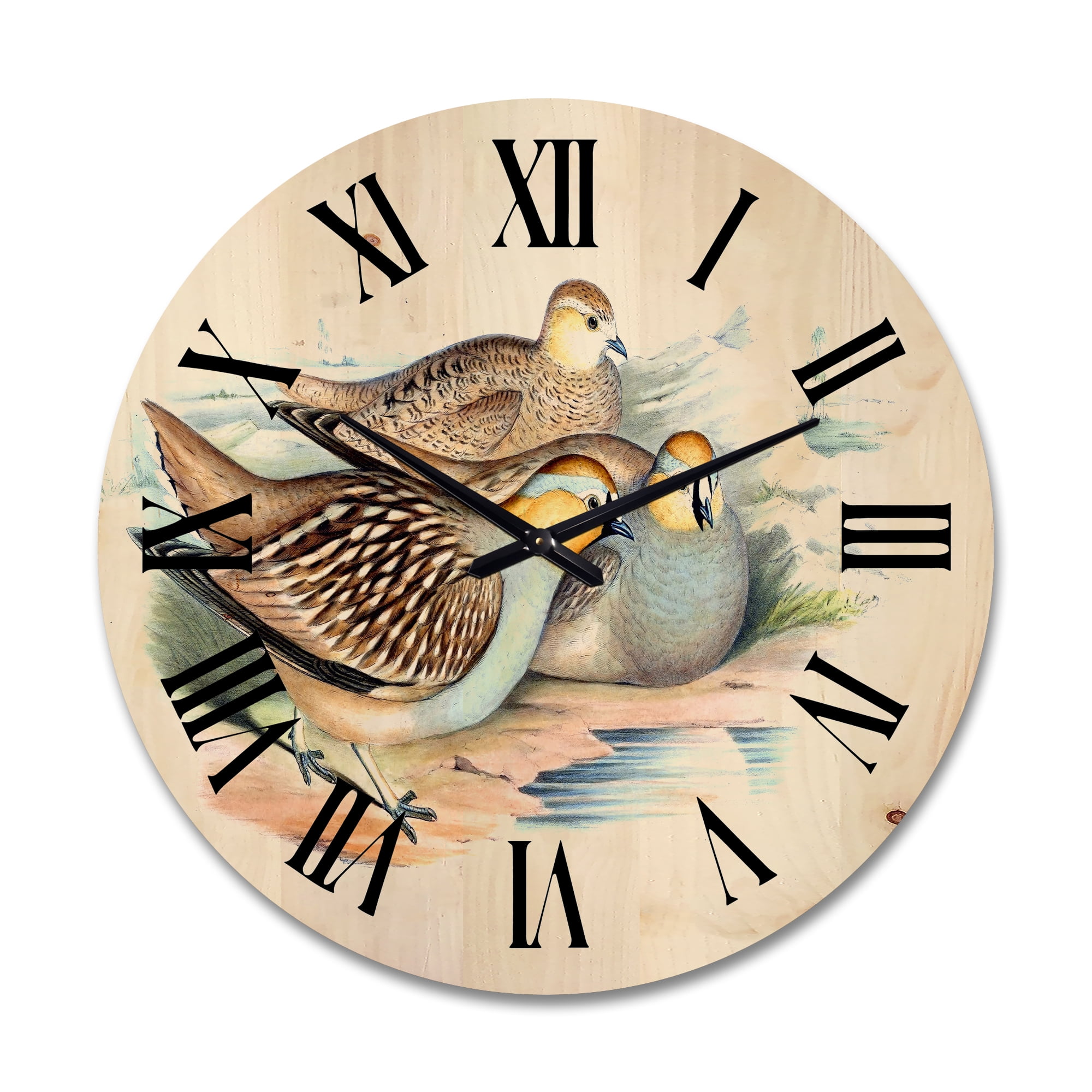 Designart 'Ancient Birds In The Wild III' Traditional Wood Wall Clock