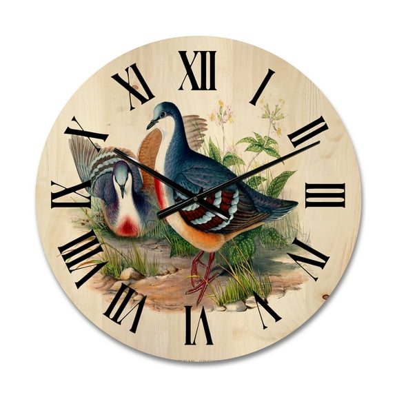 Designart 'Ancient Birds In The Wild IV' Traditional Wood Wall Clock