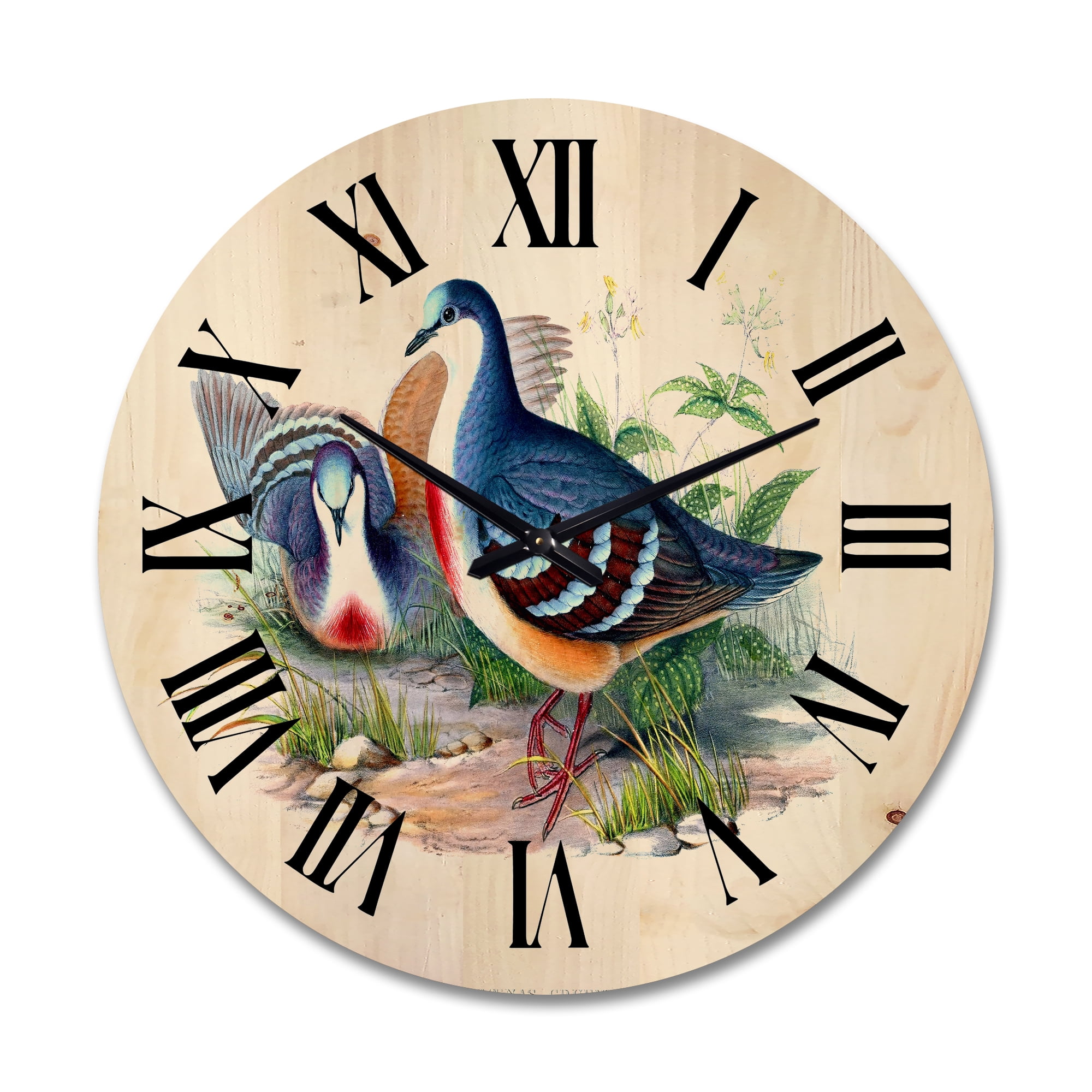 Designart 'Ancient Birds In The Wild IV' Traditional Wood Wall Clock