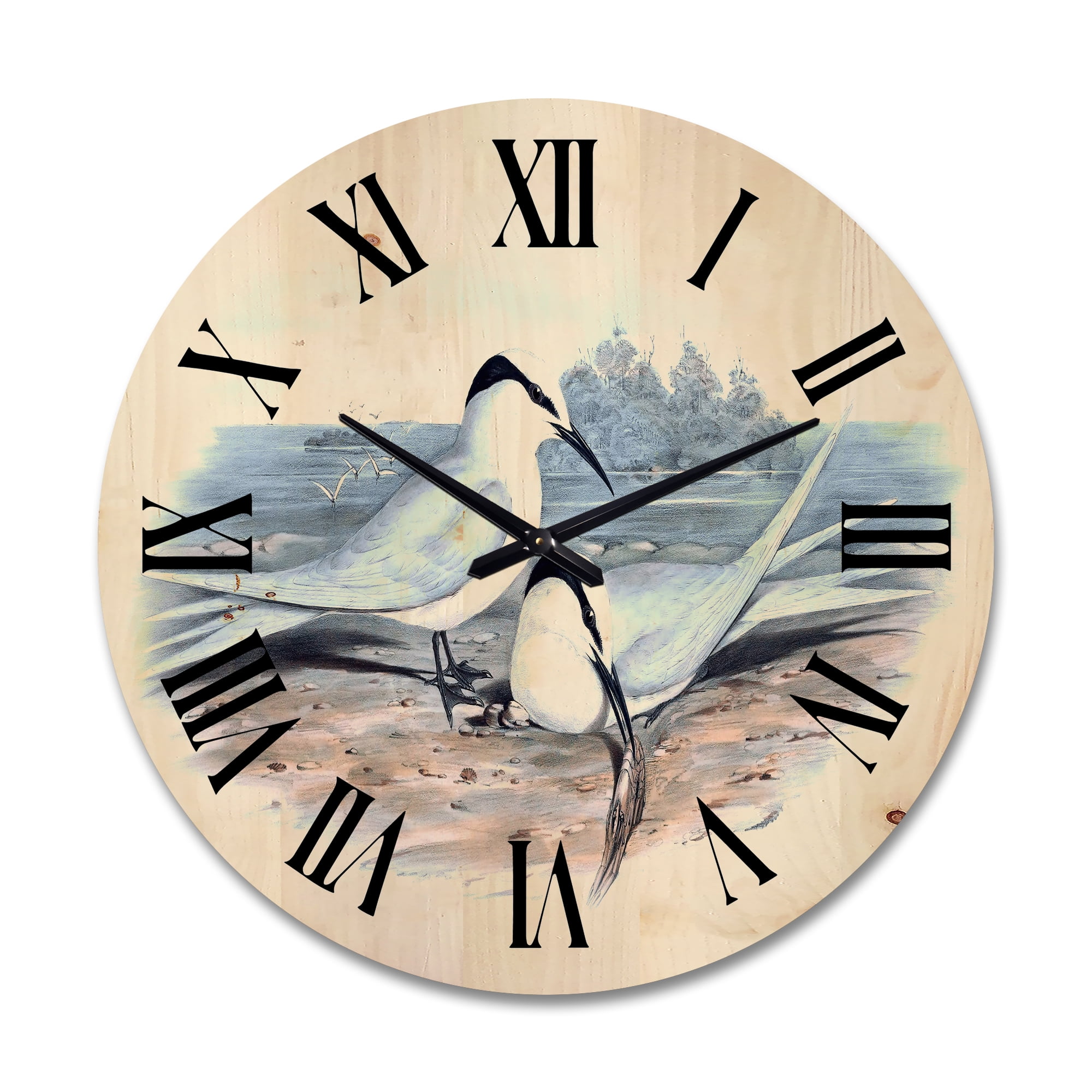 Designart 'Ancient Birds In The Wild IX' Traditional Wood Wall Clock