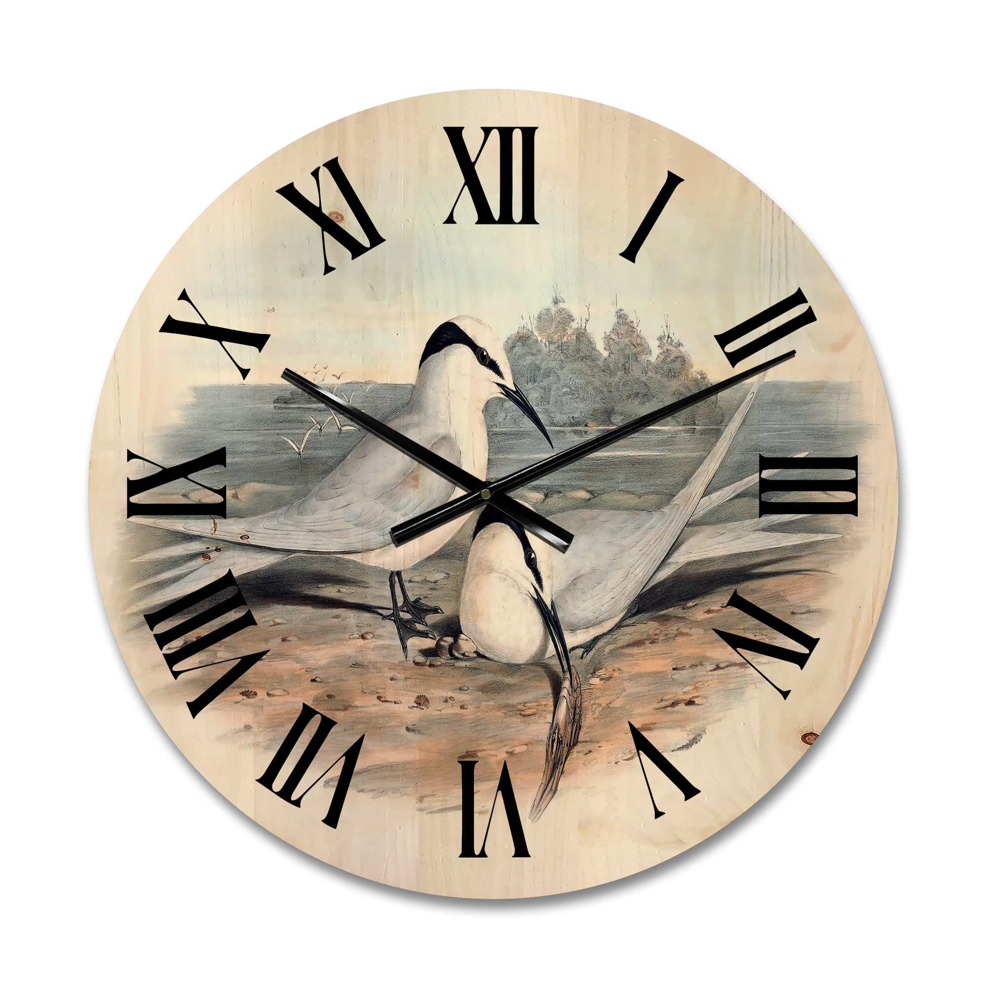 Designart 'Ancient Birds In The Wild IX' Traditional Wood Wall Clock