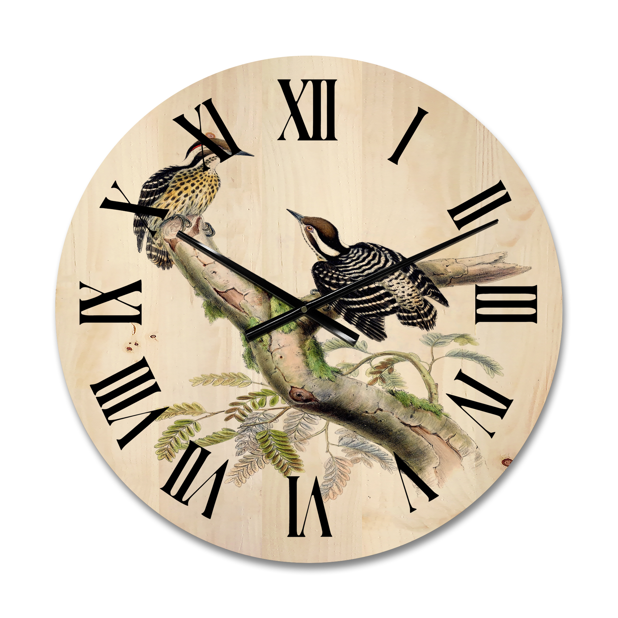Designart 'Ancient Birds In The Wild VIII' Traditional Wood Wall Clock