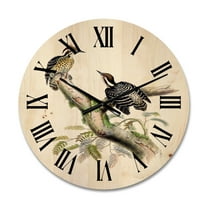 Designart 'Ancient Birds In The Wild VIII' Traditional Wood Wall Clock
