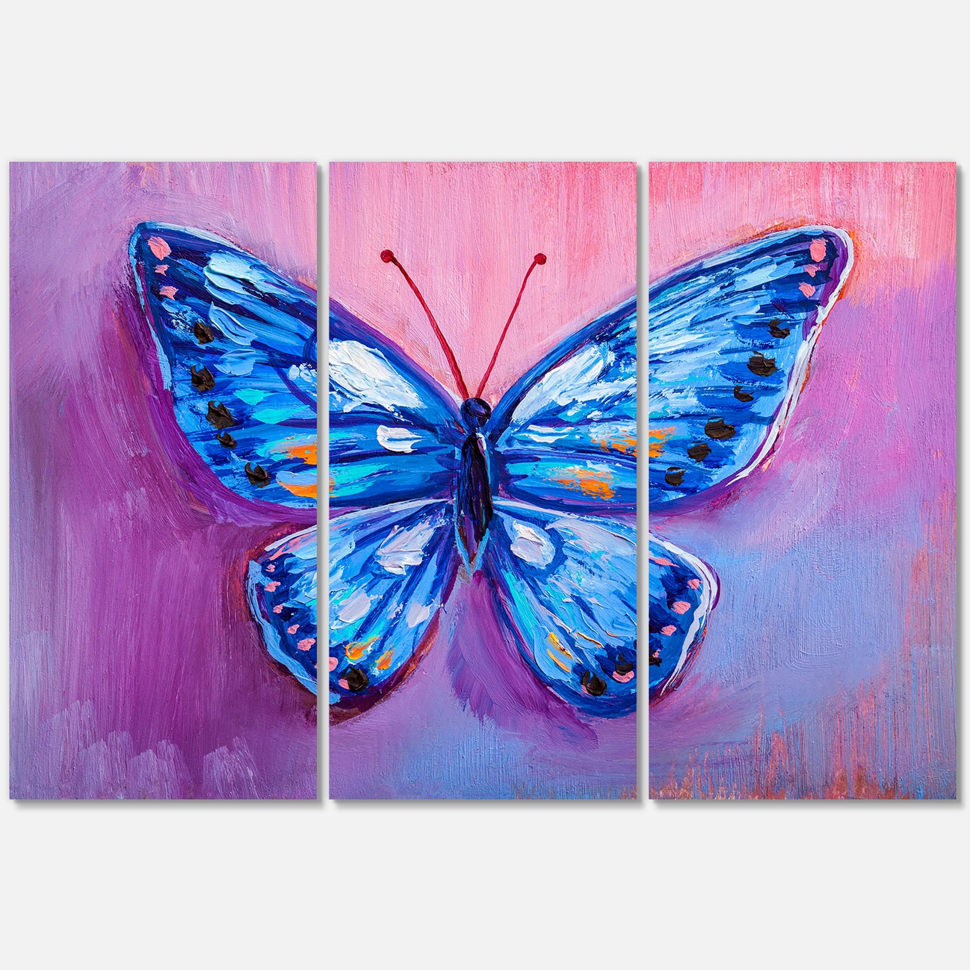 Designart ' Ancient Blue Butterfly I ' Modern Canvas Wall Art Print