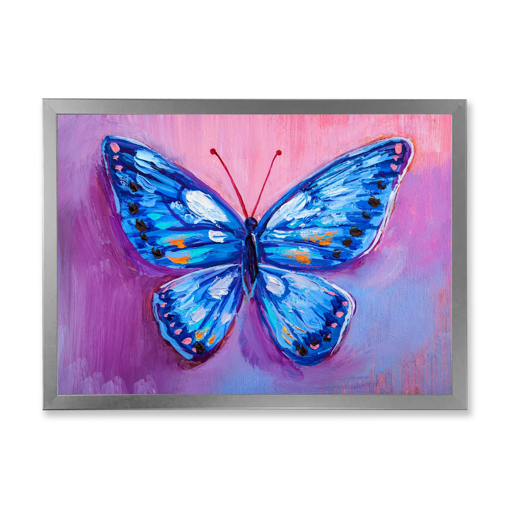 Designart 'Ancient Blue Butterfly I' Modern Framed Art Print