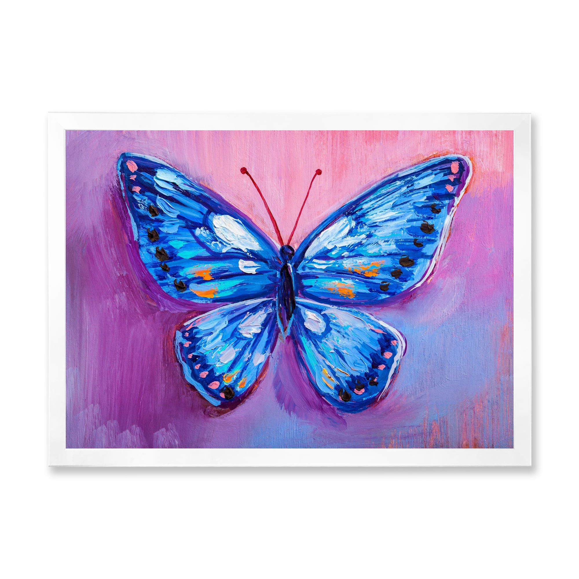 Designart 'Ancient Blue Butterfly I' Modern Framed Art Print