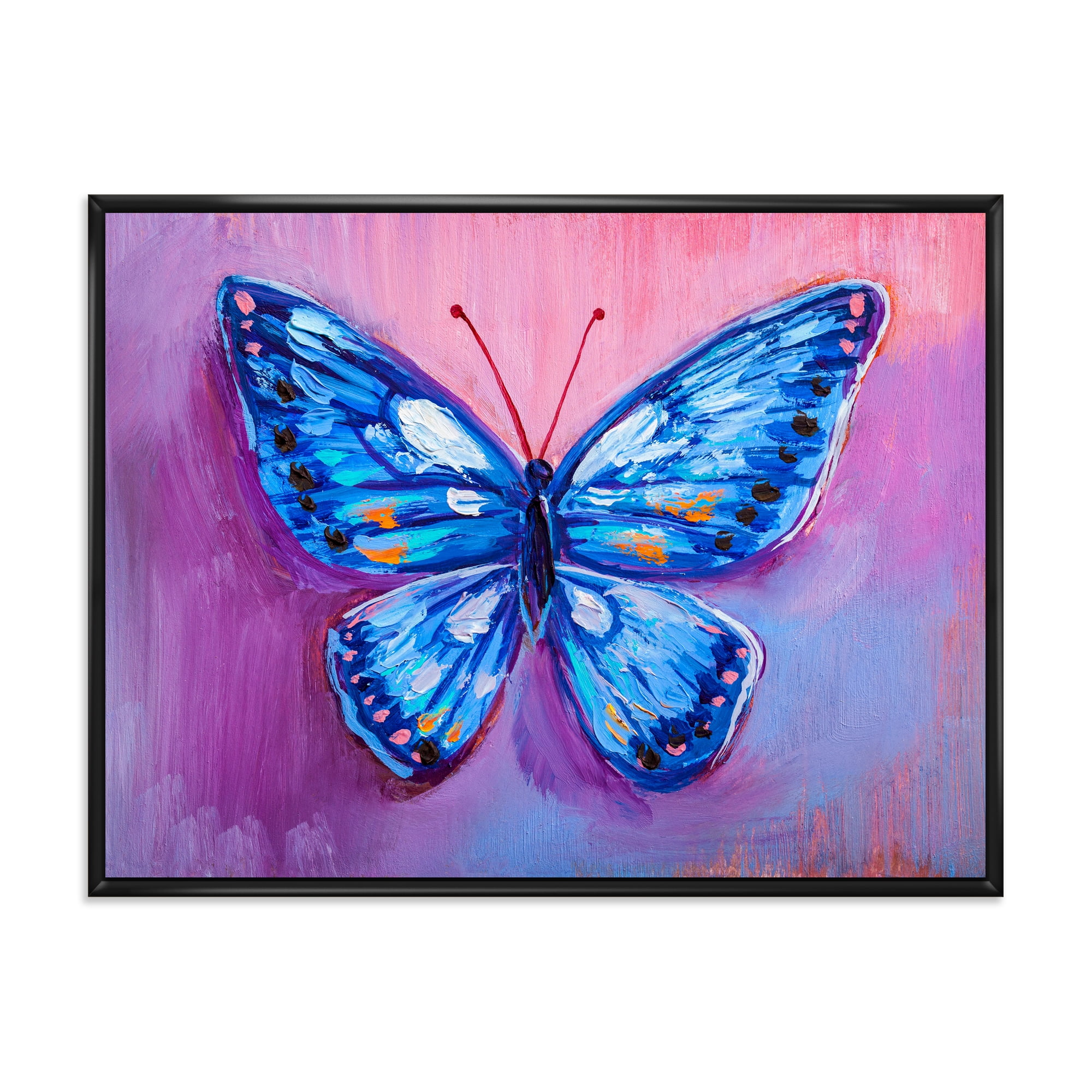 Designart 'Ancient Blue Butterfly I' Modern Framed Canvas Wall Art Print