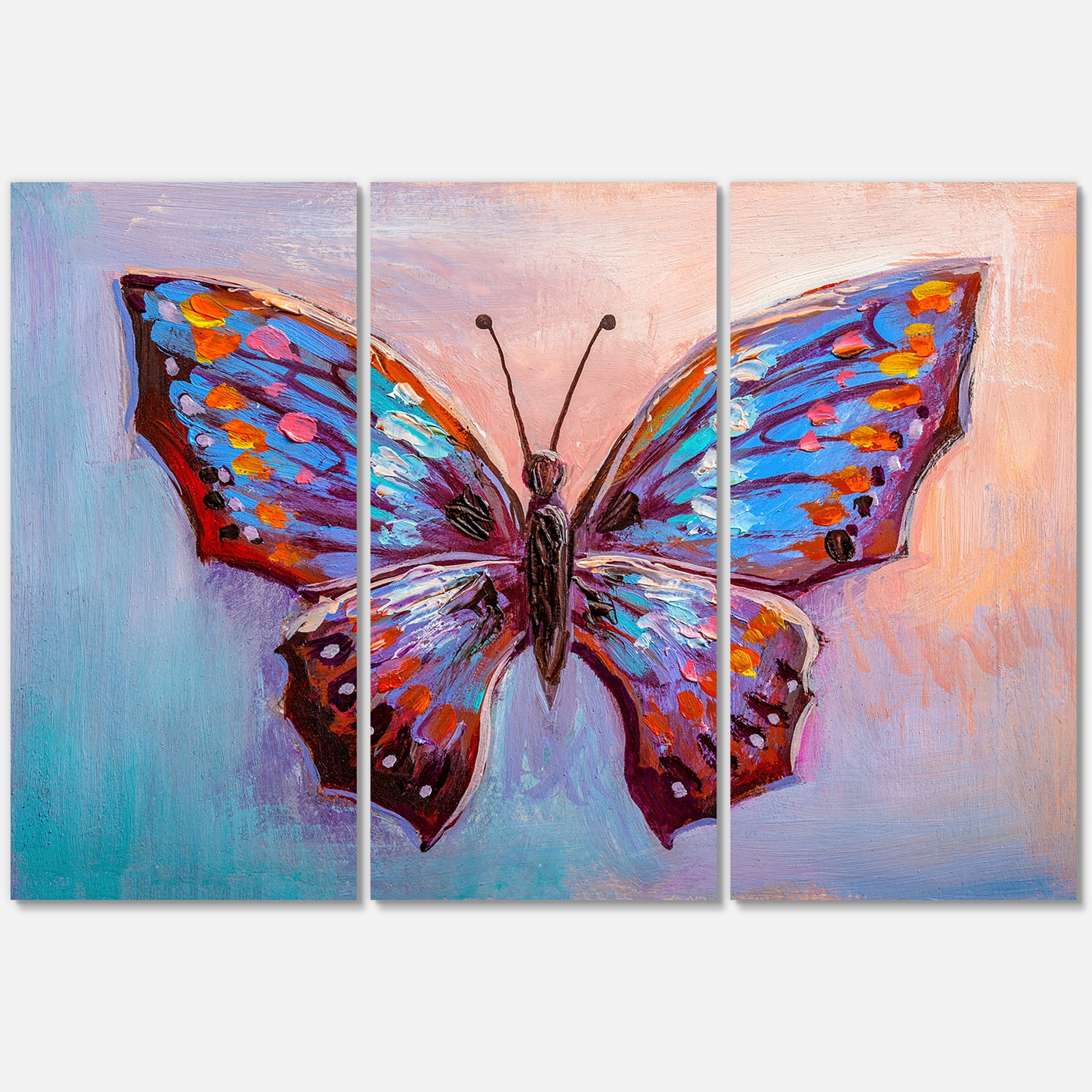 Designart ' Ancient Blue Butterfly II ' Modern Canvas Wall Art Print