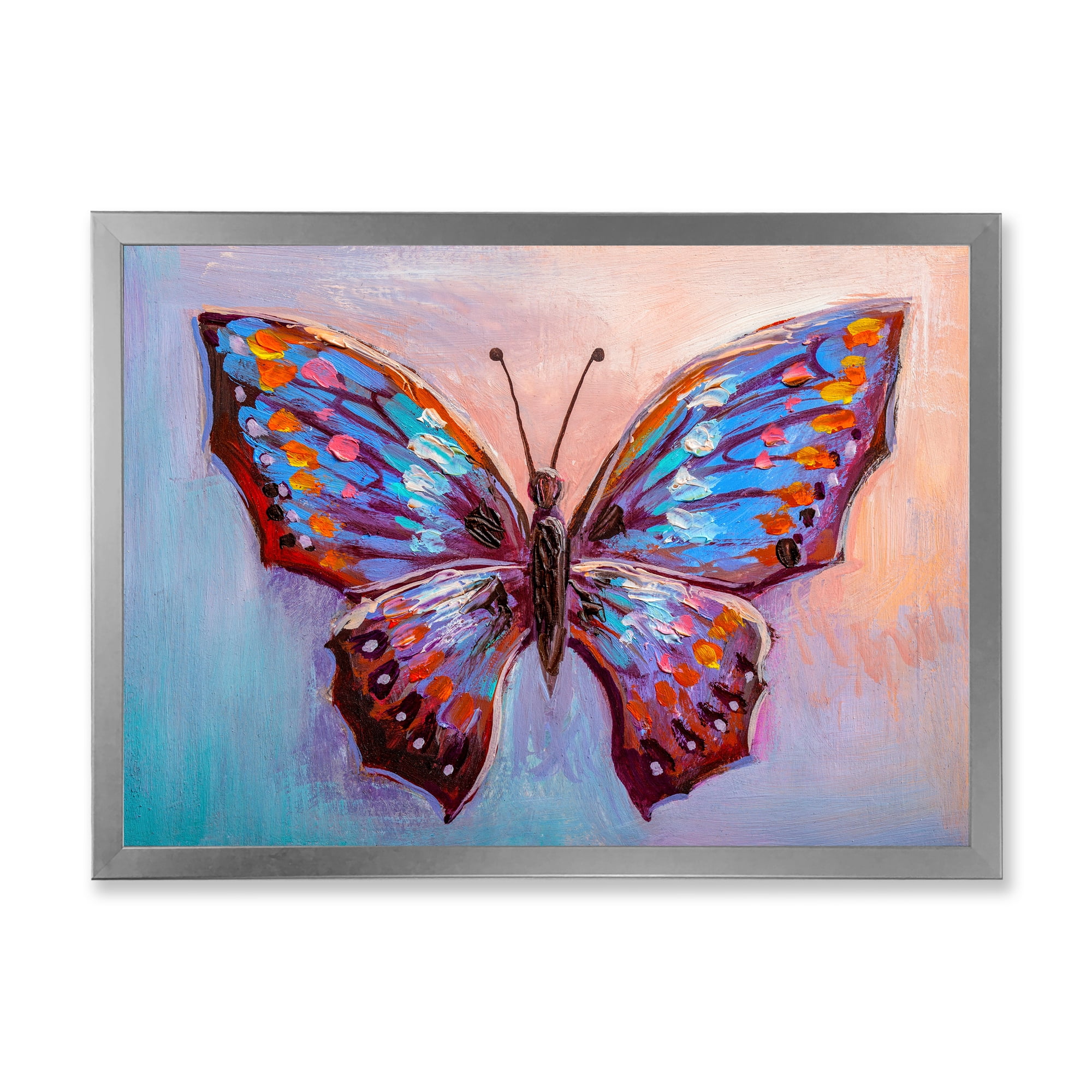 Designart 'Ancient Blue Butterfly II' Modern Framed Art Print