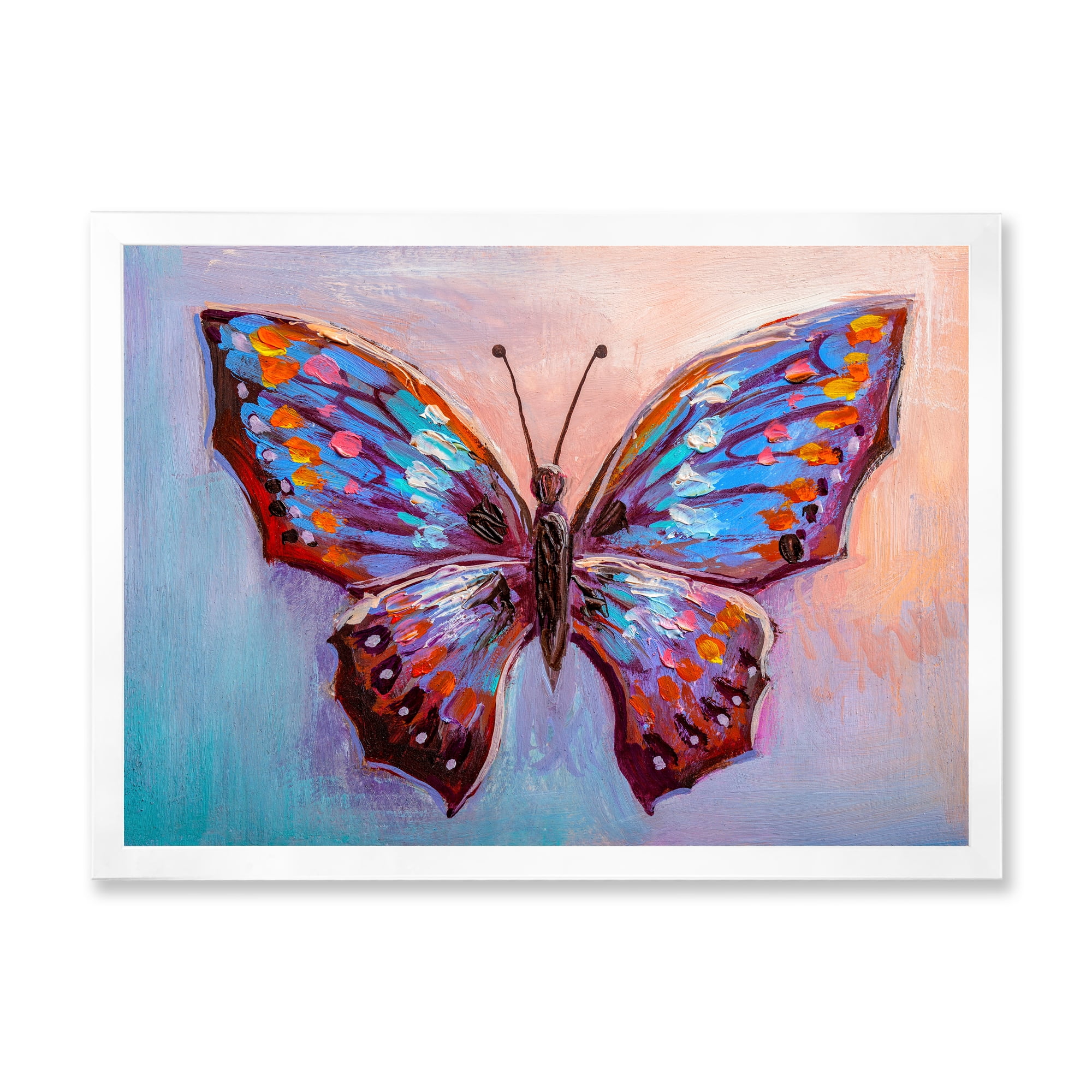 Designart 'Ancient Blue Butterfly II' Modern Framed Art Print