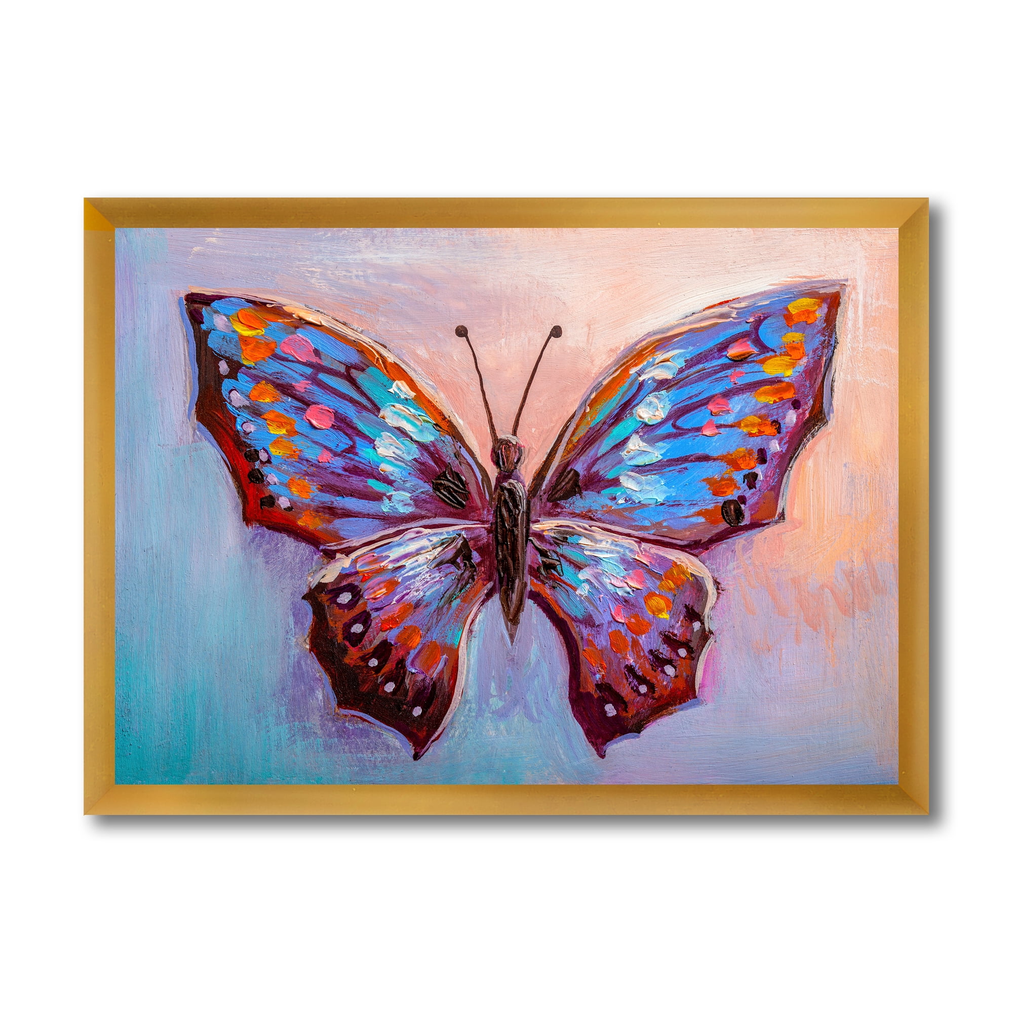 Designart 'Ancient Blue Butterfly II' Modern Framed Art Print
