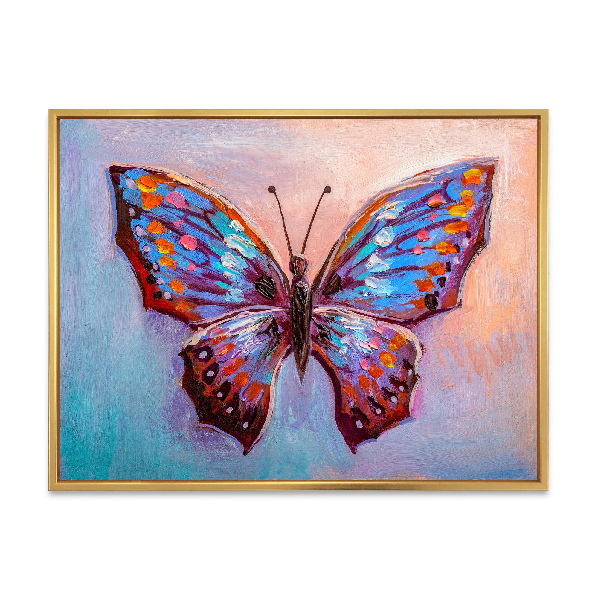 Designart 'Ancient Blue Butterfly II' Modern Framed Canvas Wall Art Print