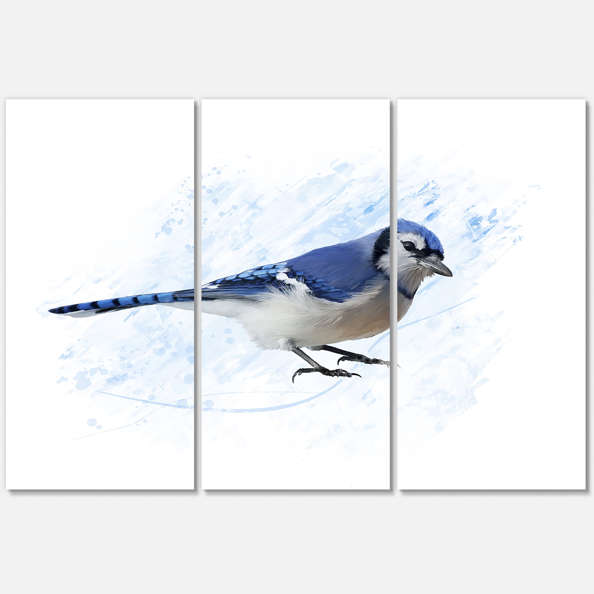 Designart ' Ancient Blue Jay Bird ' Traditional Canvas Wall Art Print