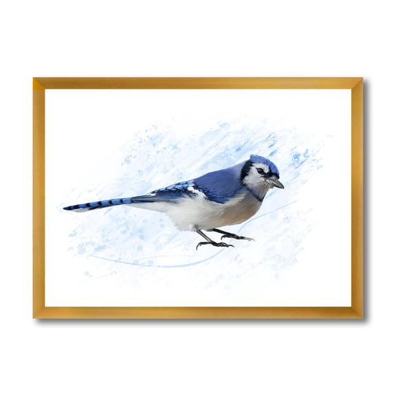 Designart 'Ancient Blue Jay Bird' Traditional Framed Art Print
