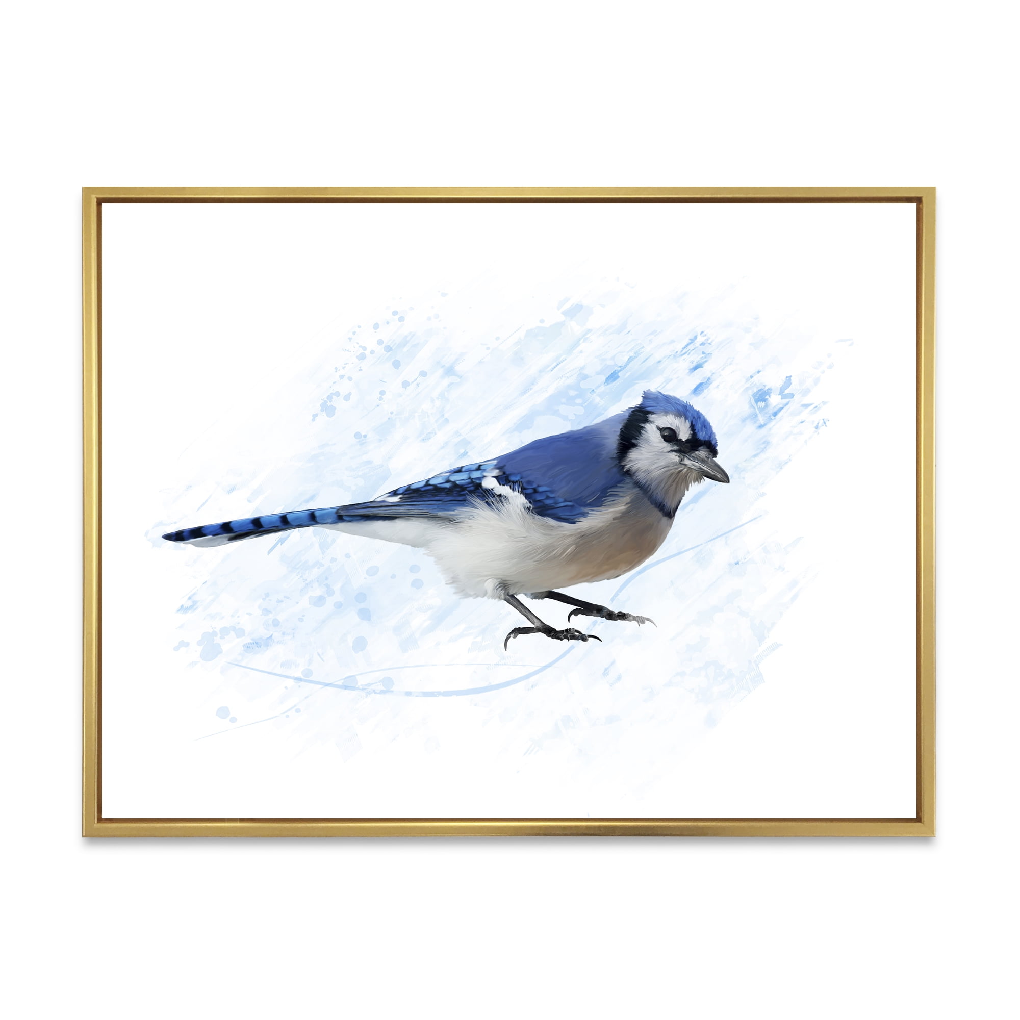 Designart 'Ancient Blue Jay Bird' Traditional Framed Canvas Wall Art Print
